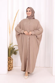 Relaxed Button-Front Dress 7910 Mink - view 3