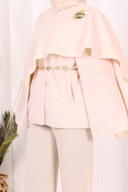 Scarf-Detail Poncho 70061 Stone - view 6