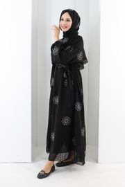 Elastic-Waist Embroidered Dress 7001 Mink - view 4