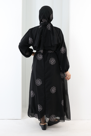Elastic-Waist Embroidered Dress 7001 Mink - view 5