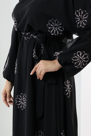 Elastic-Waist Embroidered Dress 7001 Mink - view 7