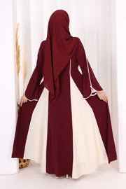 Trim-Detail Zip-Front Abaya 7050 Plum - view 5