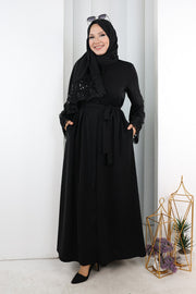Beaded Embroidered Abaya 9203 Black