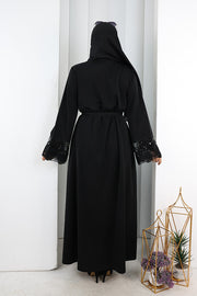 Beaded Embroidered Abaya 9203 Black