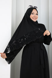 Beaded Embroidered Abaya 9203 Black