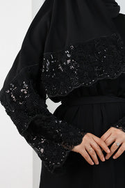 Beaded Embroidered Abaya 9203 Black