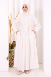 Full Button Hajj & Umrah Dress 7053 in Ecru, view 1