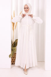 Full Button Hajj & Umrah Dress 7053 in Ecru, view 2