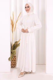 Full Button Hajj & Umrah Dress 7053 in Ecru, view 3