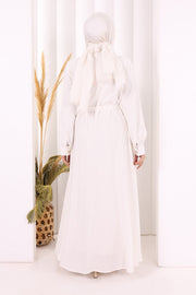 Full Button Hajj & Umrah Dress 7053 in Ecru, view 4