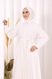 Full Button Hajj & Umrah Dress 7053 in Ecru, view 5