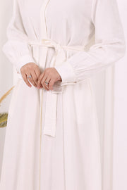 Full Button Hajj & Umrah Dress 7053 in Ecru, view 6