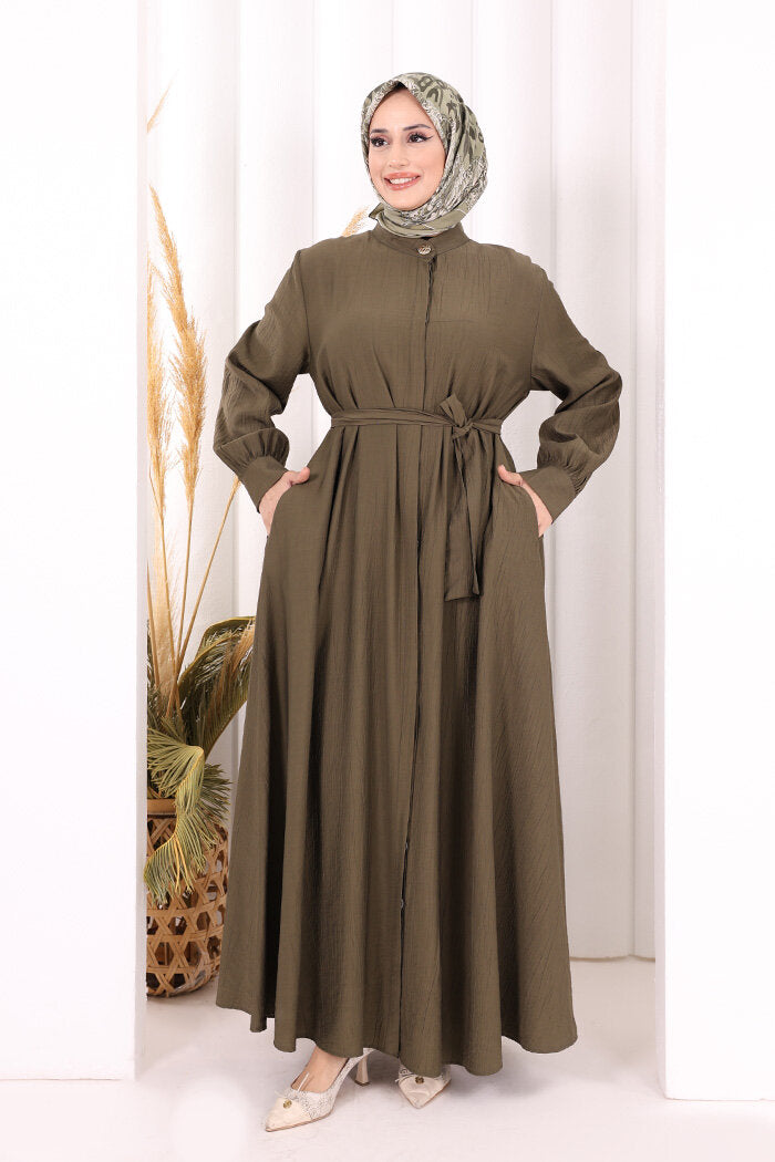 Full Button Hajj & Umrah Dress 7053 in Khaki, view 1
