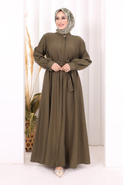 Full Button Hajj & Umrah Dress 7053 in Khaki, view 2