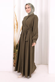 Full Button Hajj & Umrah Dress 7053 in Khaki, view 3