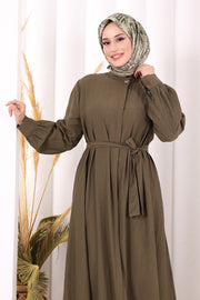 Full Button Hajj & Umrah Dress 7053 in Khaki, view 5