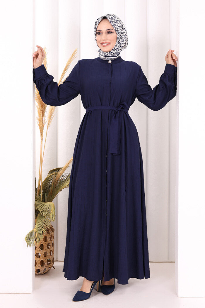 Full Button Hajj & Umrah Dress 7053 in Navy, view 1