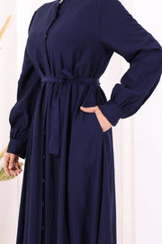 Full Button Hajj & Umrah Dress 7053 in Navy, view 6