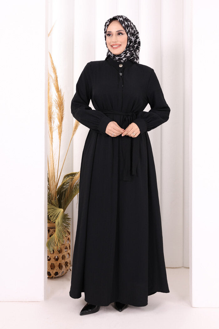 Full Button Hajj & Umrah Dress 7053 Black