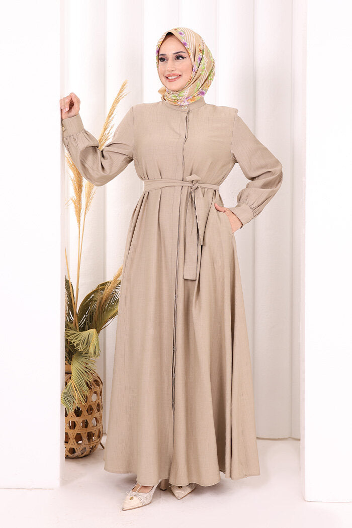 Full Button Hajj & Umrah Dress 7053 Mink