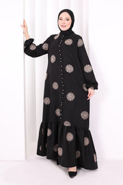 Full-Button Embroidered Dress 6099 Mink - view 2