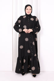 Full-Button Embroidered Dress 6099 Mink - view 3