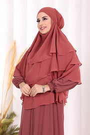 Built-In Niqab Three-Layer Chiffon Hijab 6012 Dusty Rose - view 2
