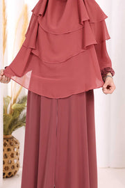 Built-In Niqab Three-Layer Chiffon Hijab 6012 Dusty Rose - view 4