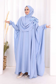 Floral Cape Dress and Shawl Set 8009 Blue - view 3
