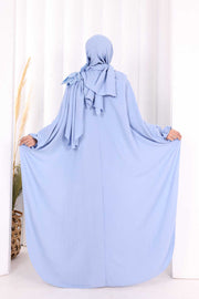 Floral Cape Dress and Shawl Set 8009 Blue - view 5