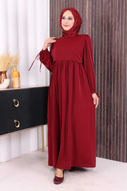 Layered Tie-Detail Dress 6003 Burgundy - view 2