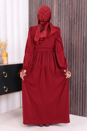 Layered Tie-Detail Dress 6003 Burgundy - view 3