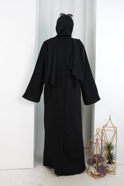 Chinese-Button Detail Dress with Matching Hijab 7013 Black