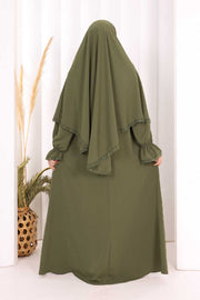 Lace-Detailed Ruffle Prayer Dress 6061 Khaki - view 4