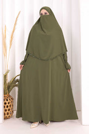Lace-Detailed Ruffle Prayer Dress 6061 Khaki - view 3
