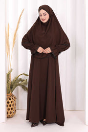 Lace-Detailed Ruffle Prayer Dress 6061 Brown - view 3