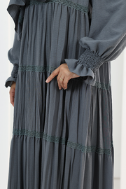 Lace-Detailed Modest Dress 6087 Dark Gray - view 5