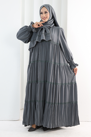 Lace-Detailed Modest Dress 6087 Dark Gray - view 2
