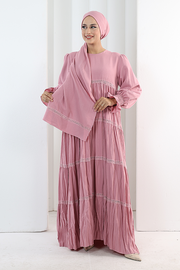 Lace-Detailed Modest Dress 6087 Pink - view 2