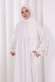 Lace-Detailed Prayer Dress 6095 Ecru - view 5