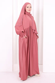 Lace-Detailed Prayer Dress 6095 Dusty Rose view 3