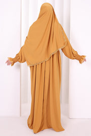 Lace-Detailed Prayer Dress 6095 Mustard view 5