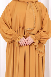 Lace-Detailed Prayer Dress 6095 Mustard view 7