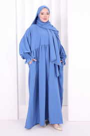 Lace-Detailed Prayer Dress 6095 Indigo view 3