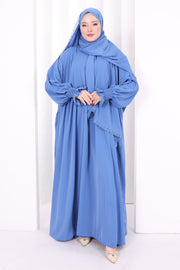 Lace-Detailed Prayer Dress 6095 Indigo view 4