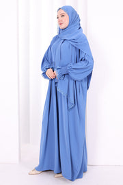 Lace-Detailed Prayer Dress 6095 Indigo view 5