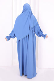 Lace-Detailed Prayer Dress 6095 Indigo view 6