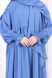 Lace-Detailed Prayer Dress 6095 Indigo view 8
