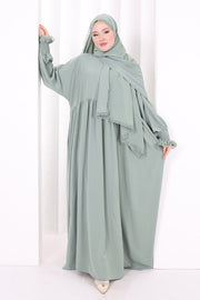 Lace-Detailed Prayer Dress 6095 Mint front view