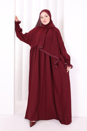 Lace-Detailed Prayer Dress 6095 Plum view 2